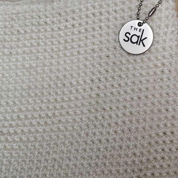 The Sak Shoulder Bag Creamy White Crochet Knit Zip Top Closure Vtg - Picture 4 of 6